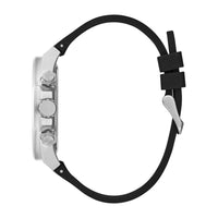 GUESS Reloj de pulsera para hombre, caja de acero inoxidable resistente al agua, banda de silicona, movimiento de cuarzo exacto