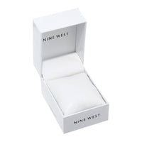 Reloj de pulsera para mujer Nine West con diseño floral, manecillas doradas, pulsera plateada, cristal resistente