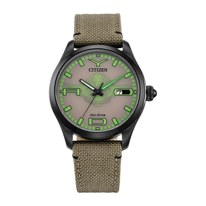 Citizen Eco-Drive Star Wars Yoda Judge me by my size do you Reloj IP Negro Cordura Luminoso Modelo BM6839-06W Negro Marrón Classic