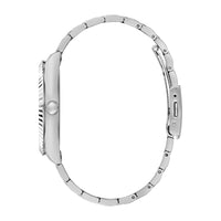 Reloj analógico GUESS plateado con pulsera de eslabones, caja de acero inoxidable y resistencia al agua