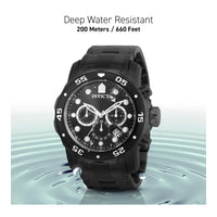 Reloj cronógrafo de cuarzo Invicta Pro Diver con correa de acero inoxidable plateado y esfera negra para hombre, modelo 0073