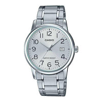 Reloj Casio analógico estándar para hombre con diseño de acero inoxidable, visualización de fecha y esfera plateada, casual