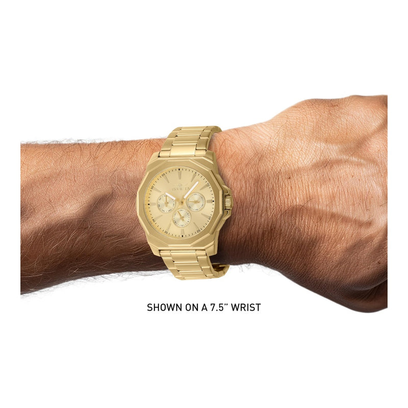 Invicta Speedway Reloj de cuarzo para hombre de acero inoxidable con cierre de botón plegable y esfera dorada