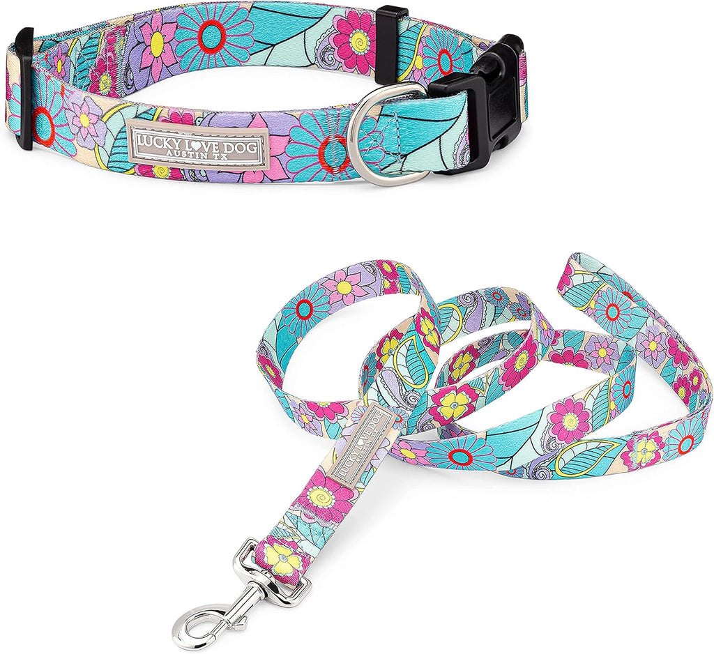 Lucky Love Dog Collar and Leash Set Matching Cute – Caroline, X-Small