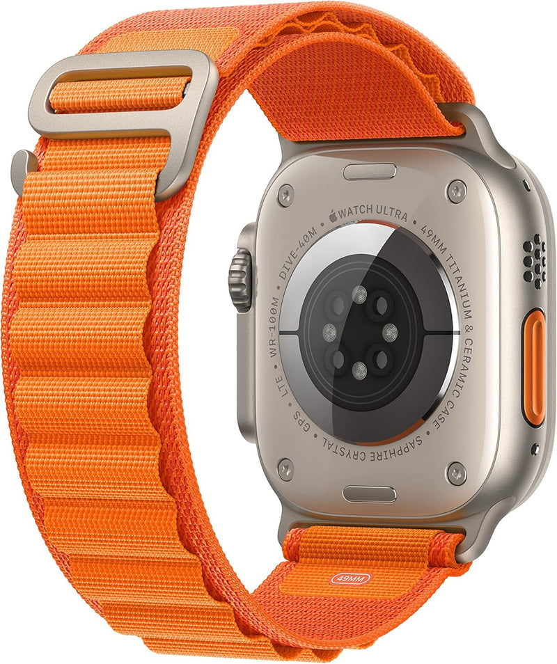 Renewed Apple Watch Ultra [GPS + Cellular 49mm] Titanium Case with Orange Alpine Loop, Large (Renewed)