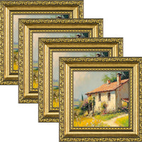 eletecpro 4x4 Vintage Picture Frame, Glass Cover, Gold, 4-Pack