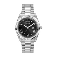 Reloj analógico GUESS plateado con pulsera de eslabones, caja de acero inoxidable y resistencia al agua