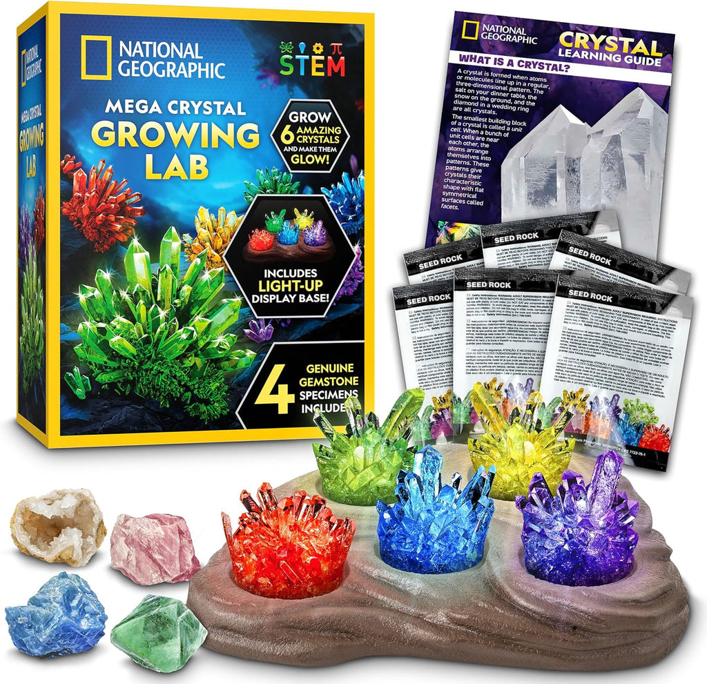 National Geographic Mega Crystal Growing Kit with 6 Crystals for Kids 8-12