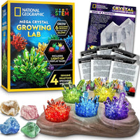 National Geographic Mega Crystal Growing Kit with 6 Crystals for Kids 8-12