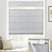 LazBlinds No Drill TDBU Roman Shades, Blackout - Grey, 27" W x 64" H