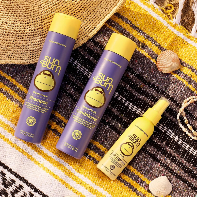 Sun Bum Spray aclarador para cabello rubio a castaño medio, protección UV, enriquecido con piña y limón Meyer, vegano, 4 onzas