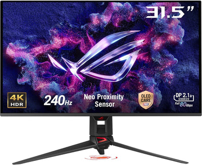 ASUS ROG Swift 32” 4K OLED Gaming Monitor (PG32UCDMR) ― 4K (3840 x 2160), QD-OLED, 240Hz, 0.03ms, G-SYNC Compatible, 99% DCI-P3, USB-C 90W, DisplayWidget, DisplayPort 2.1, 3 yr Warranty