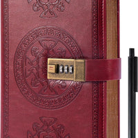CAGIE Diary with Lock for Women and Men, A5, Dark Red