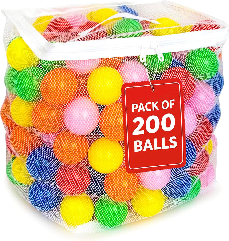MW SPORTS Ball Pit Balls for Kids and Toddlers, Plastic Crush Proof, Phthalate & BPA Free, in Reusable Mesh Storage Bag,