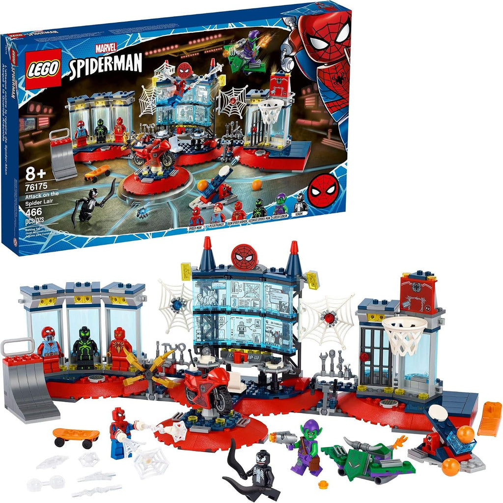 LEGO Marvel Spider-Man Attack on The Spider Lair 76175 Cool Building Toy, Featuring The Spider-Man Headquarters; Includes Spider-Man, Green Goblin and Venom Minifigures