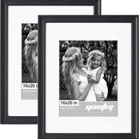 Yaetm 16x20 Picture Frame Matted to 11x14 Set of 2, 1.4" Wide Molding & Distressed Black Poster Frames 16x20 for Wall Ga