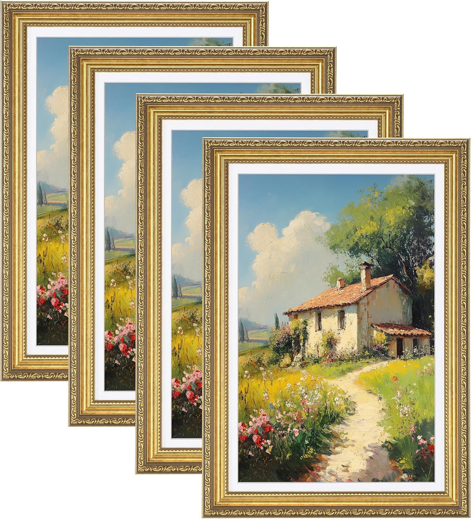 eletecpro 12x18 Picture Frames Set of 4 with Clear Acrylic Cover, Gold