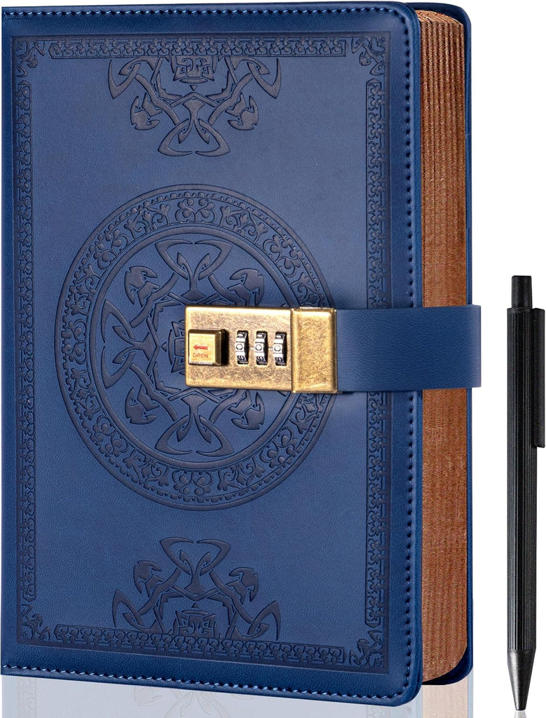 CAGIE A5 Diary with Lock for Women and Men, Dark Blue