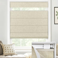 LazBlinds No Drill TDBU Roman Shades, Blackout - Beige, 20" W x 72" H