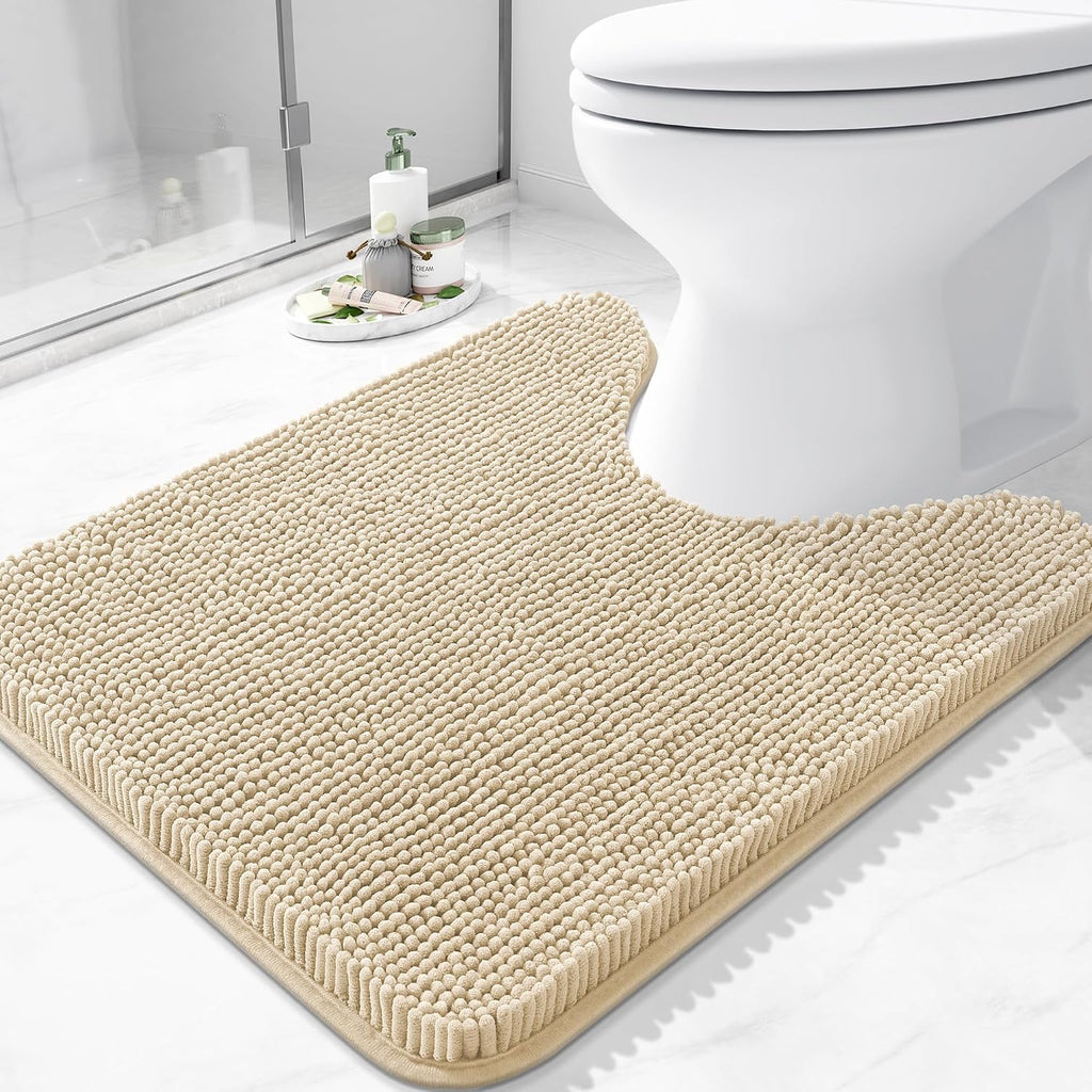 Arotive Bathroom Toilet Rugs Chenille U Shaped 24x20, Beige