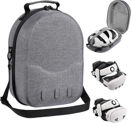 Large size Case for Meta Quest 3/3S, Compatible with Meta Quest 3/3S VR Headset, Controller Grips, Compatible with Battery Elite Strap, controllers and accessories Hard-shell travel storage case-Grey