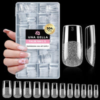 UNA GELLA Square Fake Nails 504PCS Gel Nail Tips Clear Press On Nails