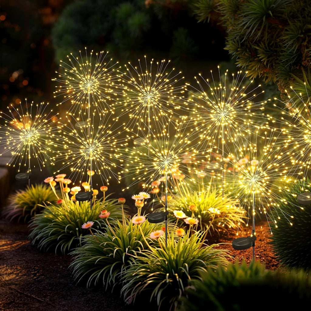 SUNCKET 8Pack Solar Lights Outdoor, 120LED Firework Lights