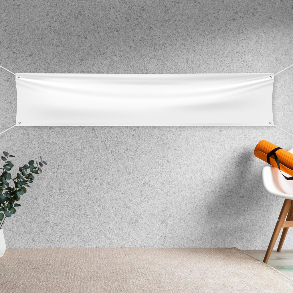 Blank DIY Banners Polyester Oxford Cloth White Banner with Hanging Rope for Wall Signs Writing DIY Painting Indoor Outdo