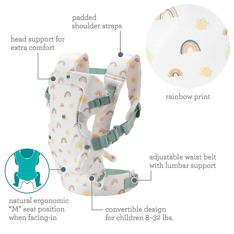 Infantino Flip 4 en 1 Portabebés Ergonómico Convertible Arcoíris