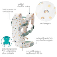 Infantino Flip 4 en 1 Portabebés Ergonómico Convertible Arcoíris