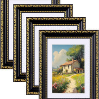 eletecpro 5x7 Vintage Picture Frame, Glass Cover, Black Gold, 4-Pack