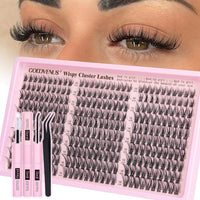 Goddvenus Lash Clusters Kit Wispy Eyelash Clusters Lashes Natural DIY Lash Extension Kit 10-16mm Cluster Eyelash Extensi