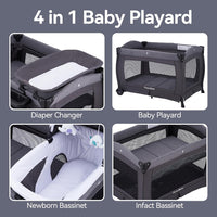 Pamo babe Pack and Play 4-in-1 Baby Playard with Bassinet & Changing Table