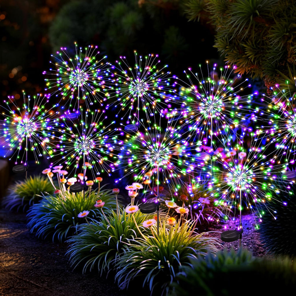 SUNCKET 8Pack Solar Lights Outdoor, Multicolor Firework Lights