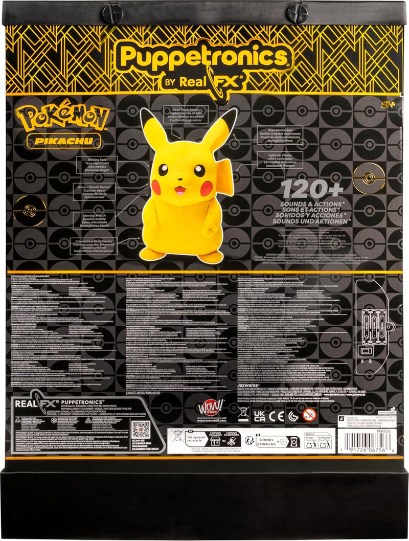 Pokémon Pikachu Puppetronic de RealFX - Peluche interactivo de 16 pulgadas con más de 120