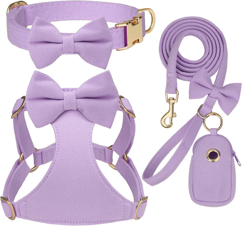 Beirui Cute Small Dog Harness Collar and Leash Set, Purple,XXS,Chest 12-14"