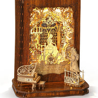 FUNPOLA La Belle et la Bête LED 3D Puzzle Nightlight, DIY Storybook Lamp, D Wooden Puzzle Gifts, Home Decor for Adults