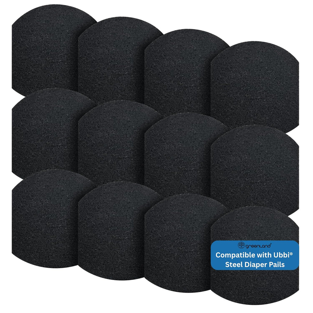 Greenland® 12-Pack Carbon Filter Refills Compatible with Ubbi® Diaper Pail – Activated Charcoal Odor Absorbing Pads, Lon