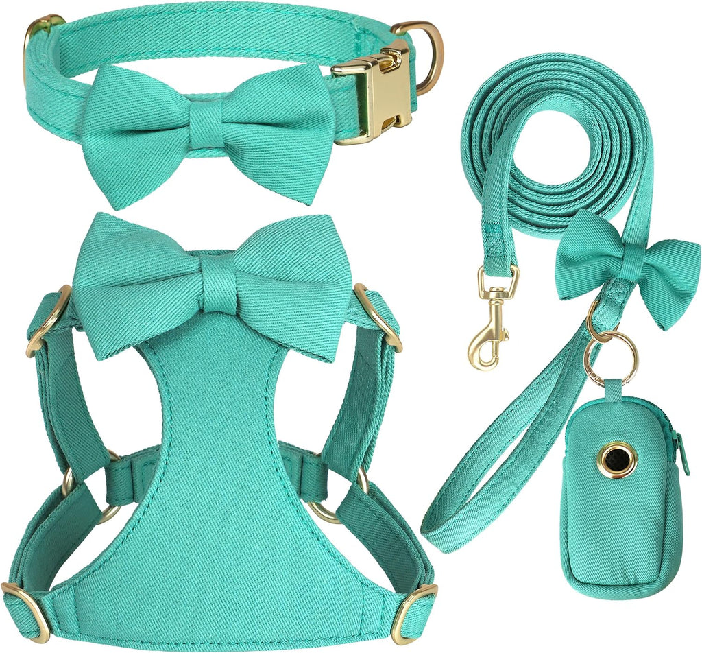 Beirui Cute Small Dog Harness Collar and Leash Set, Green,XXS,Chest 12-14"