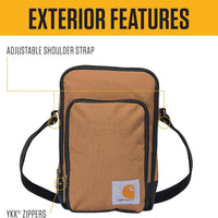 Carhartt Crossbody Zip Bag, Durable, Adjustable Crossbody Bag with Zipper Closure for Men and Women, Carhartt Brown
