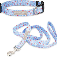 Lucky Love Dog Collar and Leash Set Matching Cute – Winter Blue, X-Small