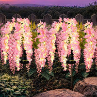 GIGALUMI 2 Pack Solar Wisteria Flowers Outdoor, 2 Modes, Pink