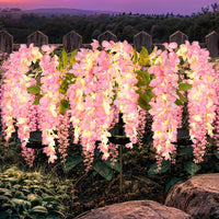 GIGALUMI 3 Pack Solar Wisteria Flowers Outdoor, 2 Modes, Pink