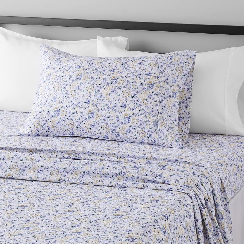 Amazon Basics Lightweight Super Soft Easy Care Wrinkle Free Breathable Brushed Microfiber 3 Piece Bed Sheet Set with 14-