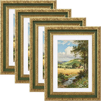 eletecpro 5x7 Vintage Picture Frame, Glass Cover, Light Green, 4-Pack