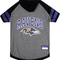 NFL BALTIMORE RAVENS HOODIE for DOGS & CATS. | NFL FOOTBALL licensed DOG HOODY Tee Shirt, Large| Sports HOODY T-Shirt fo