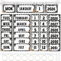 Flip Calendar Bulletin Board Set 59 Date Cards Books and Bows Classroom Decor Black and White Flip Calendar with Adjusta