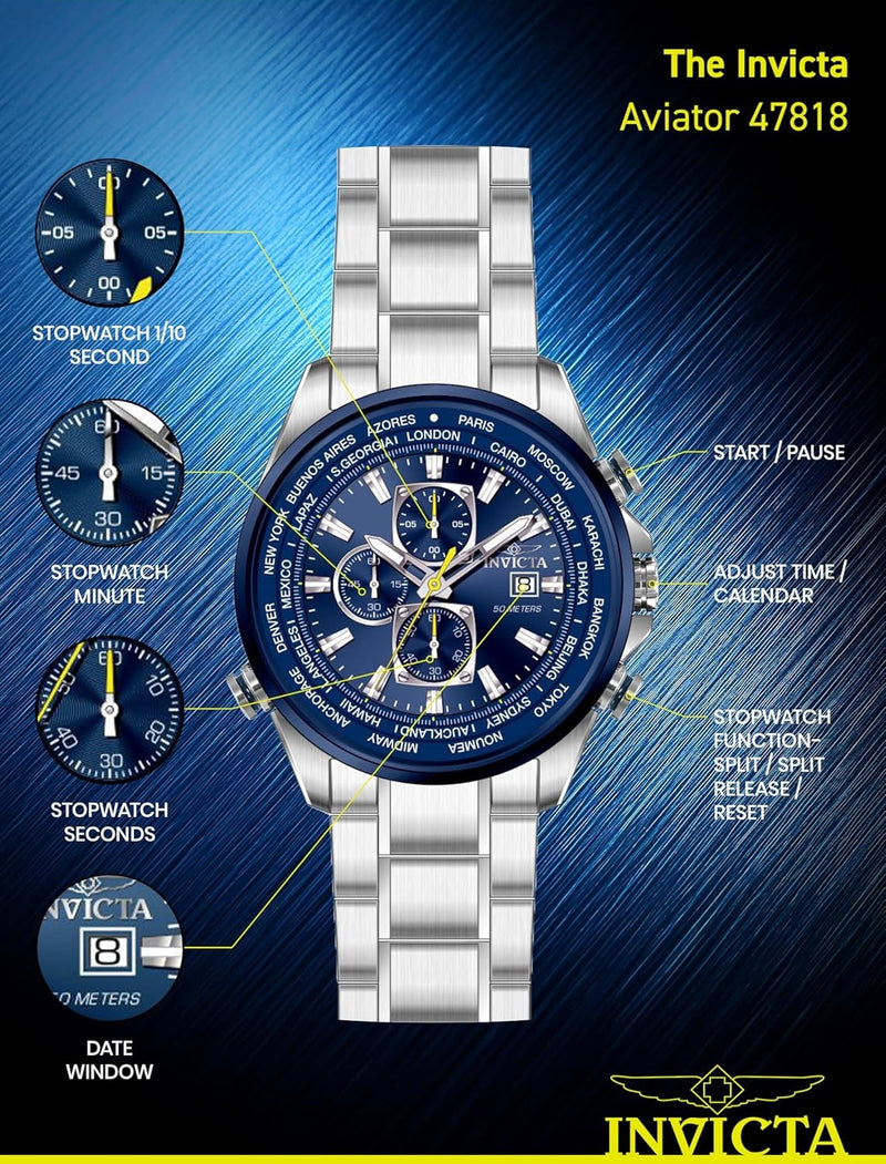 Invicta Aviator Men 50mm Quartz