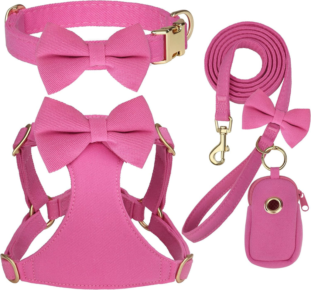 Beirui Cute Small Dog Harness Collar and Leash Set, Rose,XXS,Chest 12-14"