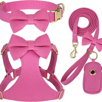 Beirui Cute Small Dog Harness Collar and Leash Set, Rose,XXS,Chest 12-14"
